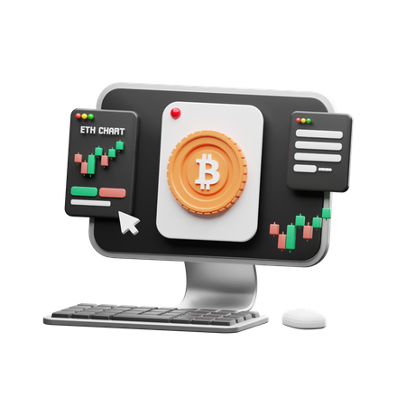 Negociação de bitcoins  3D Icon
