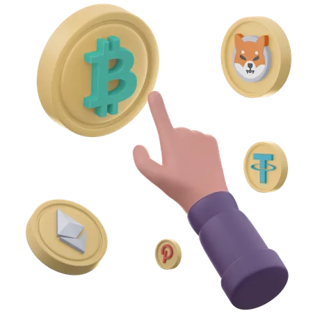 Negociação de criptomoeda  3D Illustration