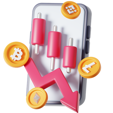 Negociação de Criptomoedas em Baixa  3D Icon