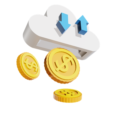 Negociação de dinheiro na nuvem  3D Illustration
