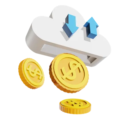 Negociação de dinheiro na nuvem  3D Illustration
