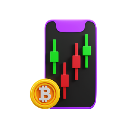 Negociação móvel de bitcoin  3D Icon