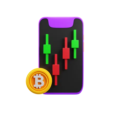 Negociação móvel de bitcoin  3D Icon