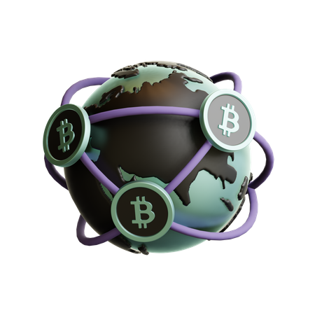 Comércio mundial de bitcoins  3D Illustration