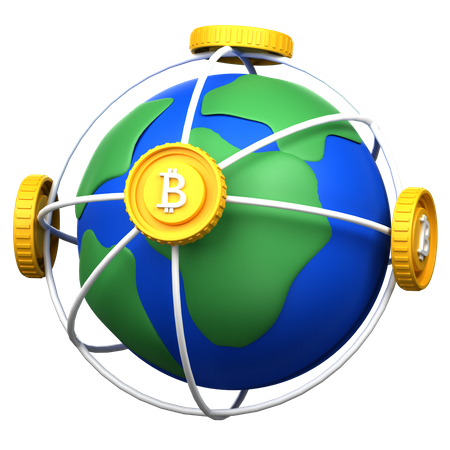 Comércio mundial de bitcoins  3D Icon