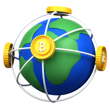 Comércio mundial de bitcoins  3D Icon