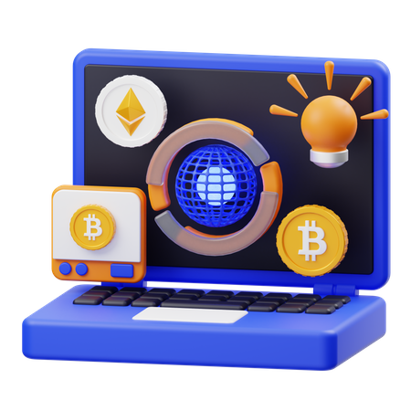 Negociação on-line de criptomoedas  3D Icon