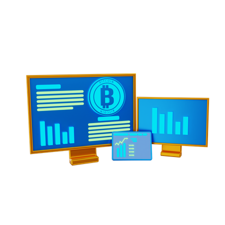 Negociação on-line de criptomoedas  3D Icon