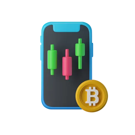 Negociação on-line de bitcoins  3D Icon