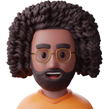 Hombre afro negro  3D Icon