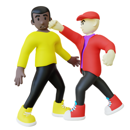 Chico negro atacado por el hombre  3D Illustration
