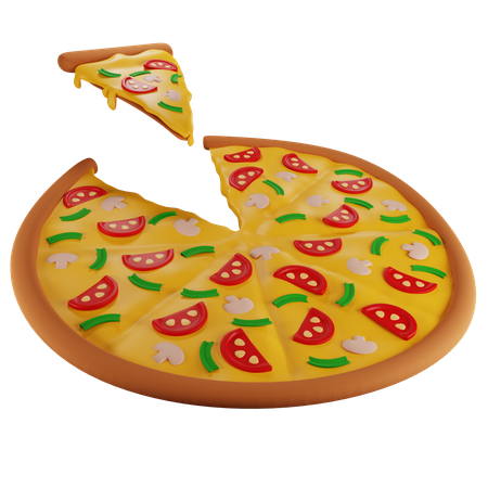 Nehmen Sie ein Stück Pizza mit Pilzen  3D Icon