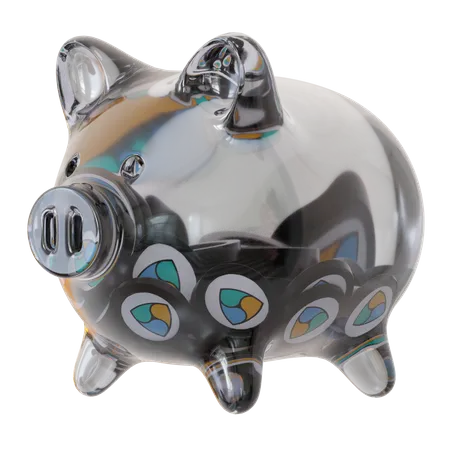 NEM (XEM) Clear Glass Piggy Bank 3D Icon