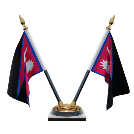 Nepal-Doppel-Tischflaggenständer  3D Flag