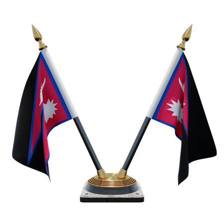 Nepal Double Desk Flag Stand  3D Illustration