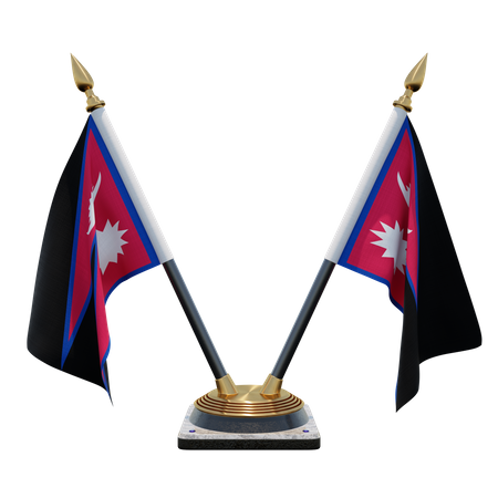 Nepal Double (V) Desk Flag Stand  3D Icon