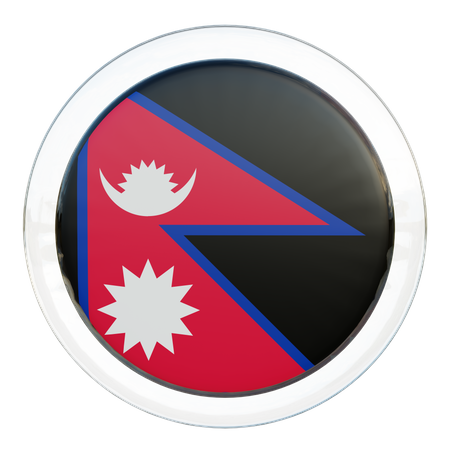 Drapeau rond du Népal  3D Icon
