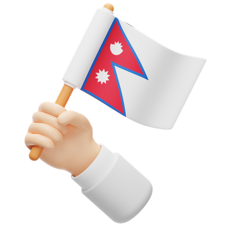 Nepal flag in hand  3D Icon