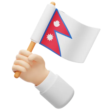 Nepal flag in hand  3D Icon