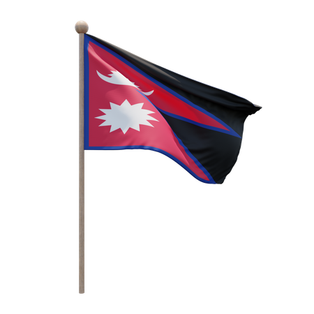 Nepal Flag Pole  3D Flag