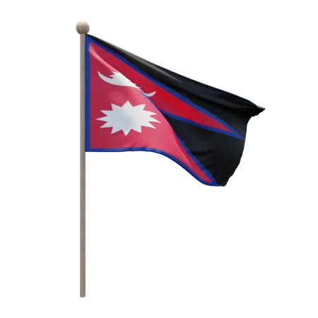 Nepal Flag Pole  3D Illustration