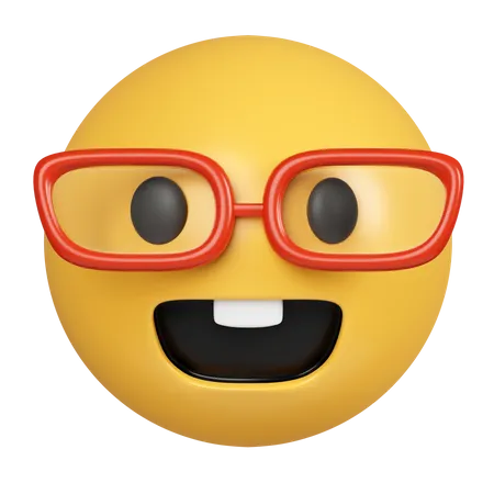 3 D Nerd Face Emoji With Spectacles Cute Smiling Emoticon Wearing Eyeglasses Emoji Smiley Icon Isolated On Gray Background 3 D Rendering Illustration Clipping Path 3D Icon