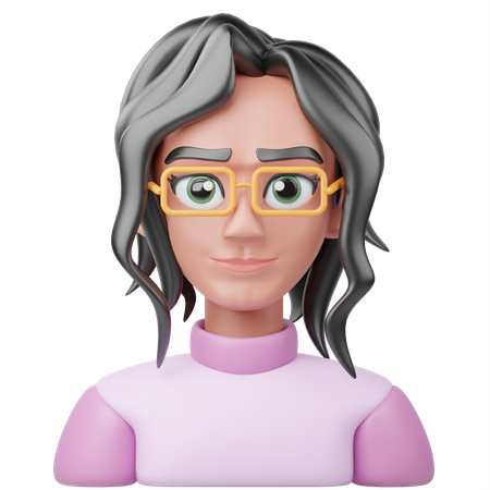 Nerd Girl  3D Icon