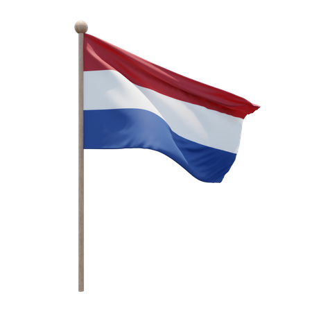 Netherlands Flag Pole  3D Illustration