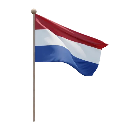 Netherlands Flag Pole  3D Illustration