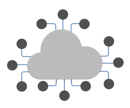 Network of cloud storage  3D Icon