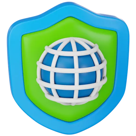 Secured And Protected Global Network Emblem 3D Icon