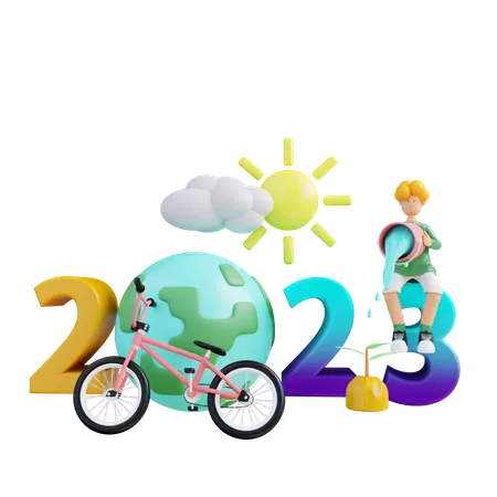 Das neue Jahr 2023 kommt  3D Illustration