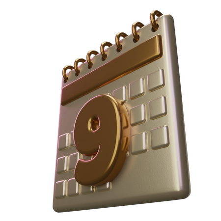 Neuf calendrier  3D Icon