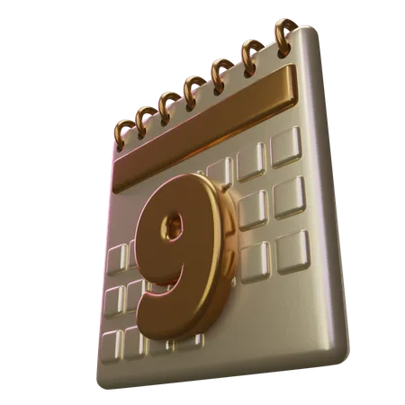 Neuf calendrier  3D Icon