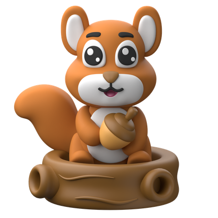 Neugieriges Eichhörnchen  3D Icon