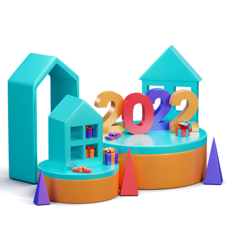 Neujahrsdekoration 2022  3D Illustration