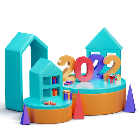 Neujahrsdekoration 2022  3D Illustration