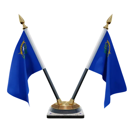 Nevada Double Desk Flag Stand  3D Flag