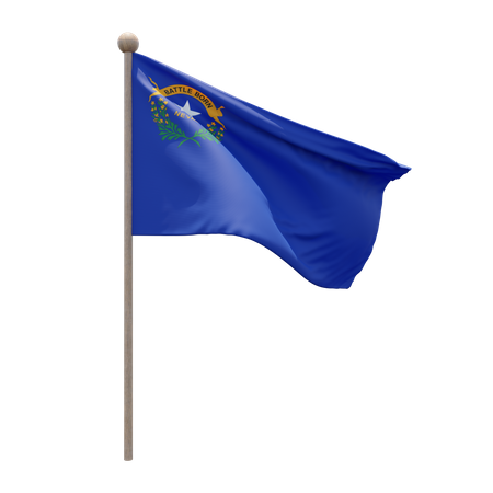 Nevada Flag Pole  3D Illustration