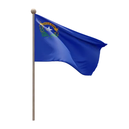 Nevada Flag Pole  3D Flag