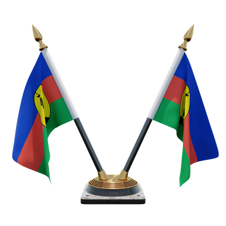 New Caledonia Double Desk Flag Stand  3D Flag