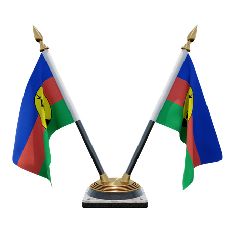 New Caledonia Double (V) Desk Flag Stand  3D Icon