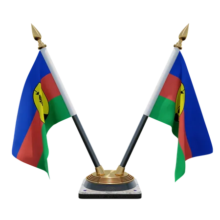 New Caledonia Double (V) Desk Flag Stand  3D Icon