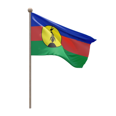 New Caledonia Flag Pole  3D Flag