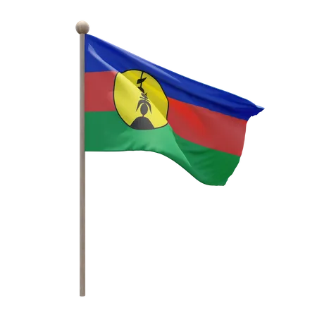 New Caledonia Flagpole  3D Flag