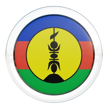 New Caledonia Round Flag  3D Icon