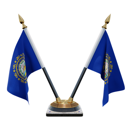 Doppelter Tischflaggenständer aus New Hampshire  3D Flag