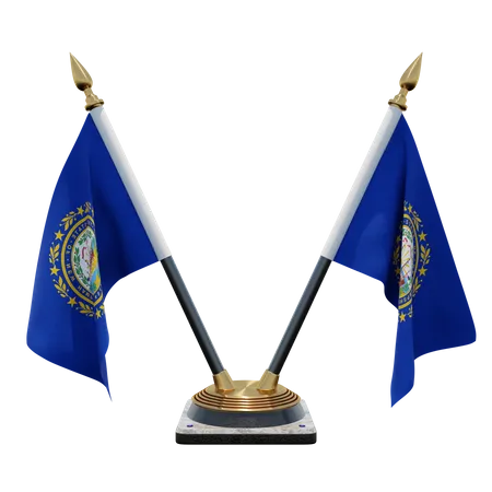 Doppelter Tischflaggenständer aus New Hampshire  3D Flag