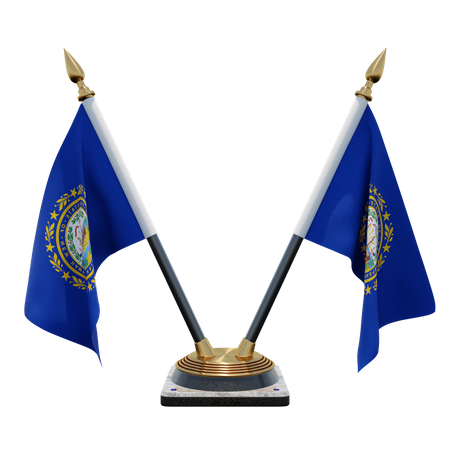 New Hampshire Double Desk Flag Stand 3D Illustration