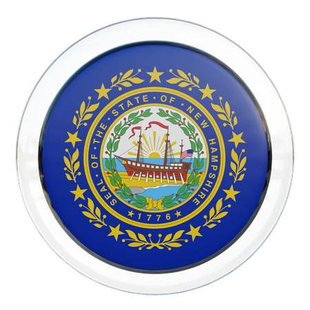 New Hampshire Round Flag  3D Icon